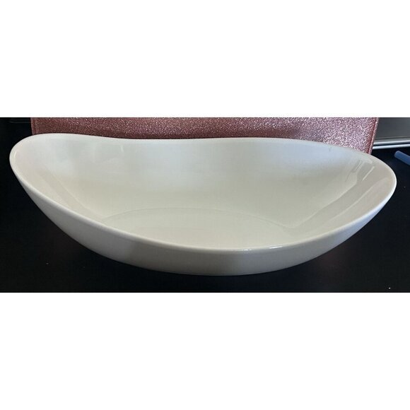 Sides by Over and Back White Oval Porcelain Serving Bowl Dish 12" Long - Picture 5 of 5